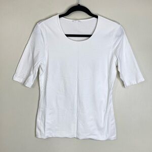 GERRY WEBER COLLECTION 3/4 SLEEVE FRONT DOUBLE LAYER COTTON SPANDEX BLEND TOP